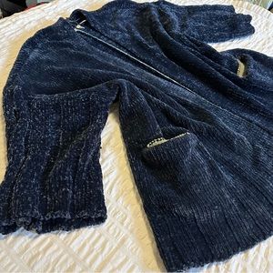 Moth Anthropologie M Blue Chenille Cardigan Sweater